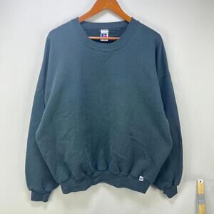 Vintage 90s Russell Athletic Blank Sweatshirt Green 2XL